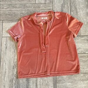 Madewell tie-neck velvet top